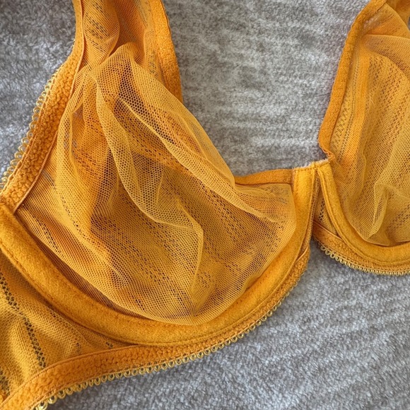 Huit Paris Desi Bra 32C Sexy Romance France Vintage Underwire Orange Lace Lined - Picture 9 of 9